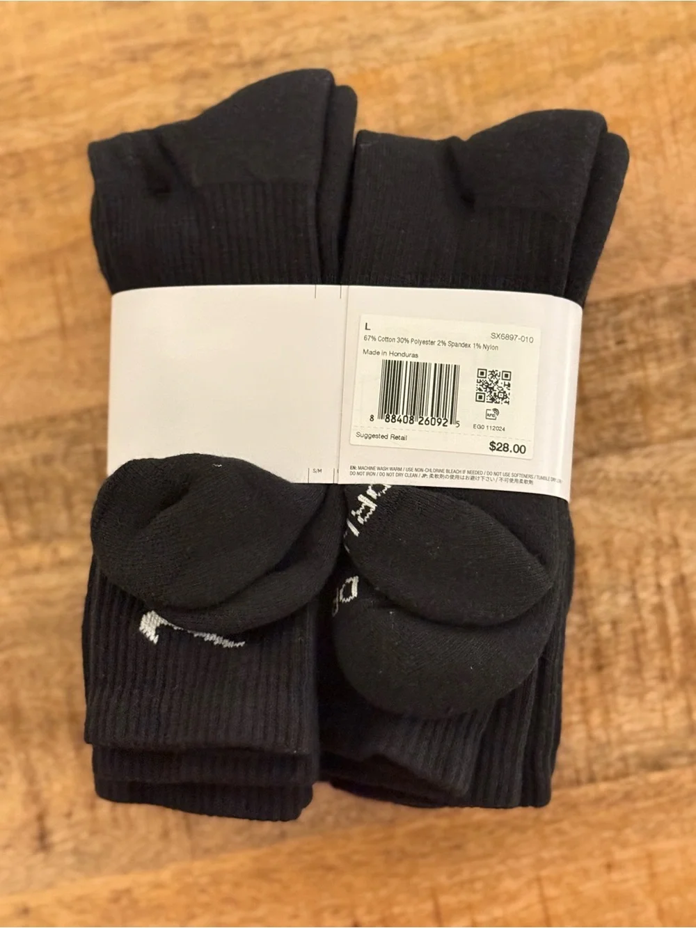 NWT Nike Everyday Cushioned Crew Socks 6-Pack Black Large Men 8-12 / W 10-13